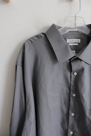 Van Heusen Wrinkle Free Lux Sateen Gray Button Down Shirt | 4XL Big (20-34/35)