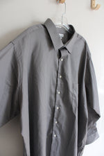 Van Heusen Wrinkle Free Lux Sateen Gray Button Down Shirt | 4XL Big (20-34/35)