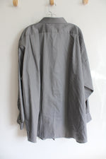 Van Heusen Wrinkle Free Lux Sateen Gray Button Down Shirt | 4XL Big (20-34/35)