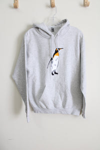 Gildan Heavy Blend Gray Penguin Hoodie | M