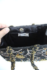 Vintage Moyna Black Beaded Small Handbag