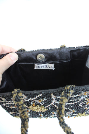 Vintage Moyna Black Beaded Small Handbag