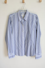 Liz Claiborne Blue Yellow Striped Button Down Shirt | 10