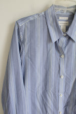 Liz Claiborne Blue Yellow Striped Button Down Shirt | 10
