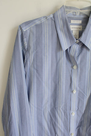 Liz Claiborne Blue Yellow Striped Button Down Shirt | 10