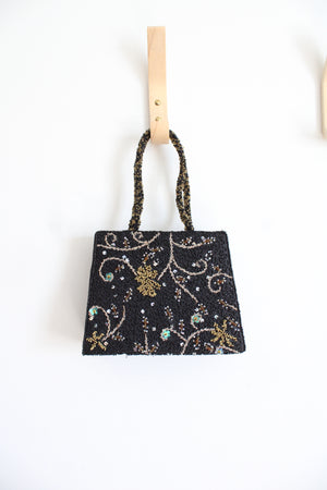 Vintage Moyna Black Beaded Small Handbag