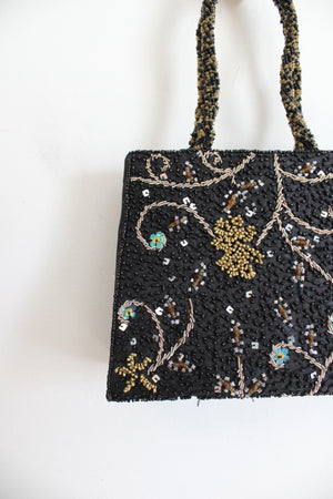 Vintage Moyna Black Beaded Small Handbag