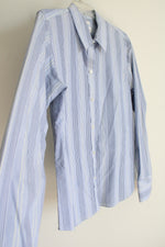 Liz Claiborne Blue Yellow Striped Button Down Shirt | 10