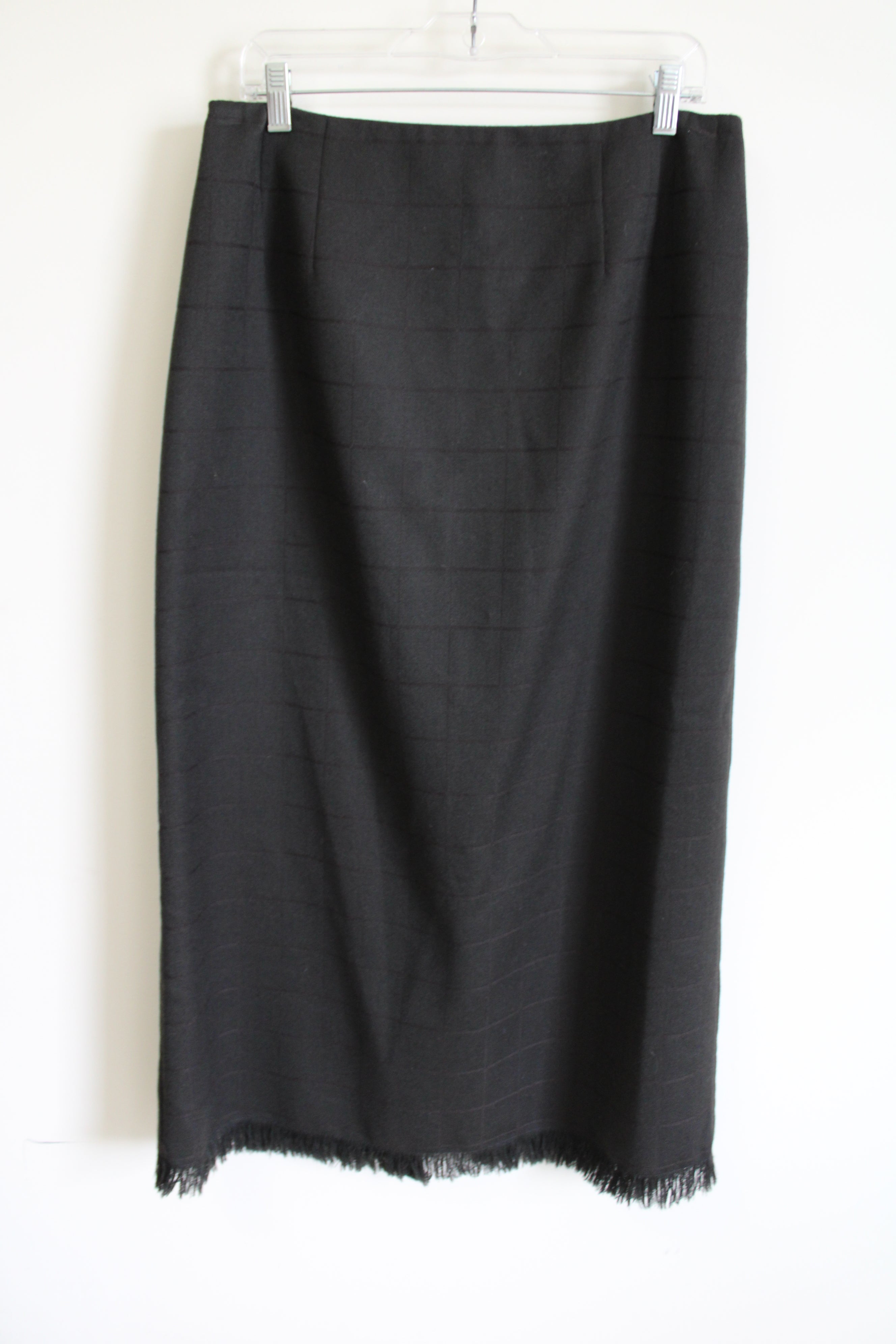 Harve Benard Dark Gray Plaid Wool Skirt | 14