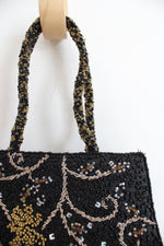 Vintage Moyna Black Beaded Small Handbag
