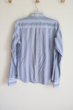 Liz Claiborne Blue Yellow Striped Button Down Shirt | 10