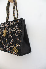 Vintage Moyna Black Beaded Small Handbag