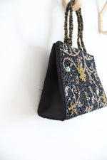 Vintage Moyna Black Beaded Small Handbag