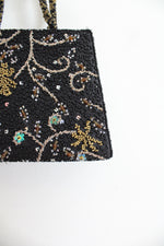 Vintage Moyna Black Beaded Small Handbag