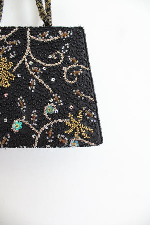 Vintage Moyna Black Beaded Small Handbag