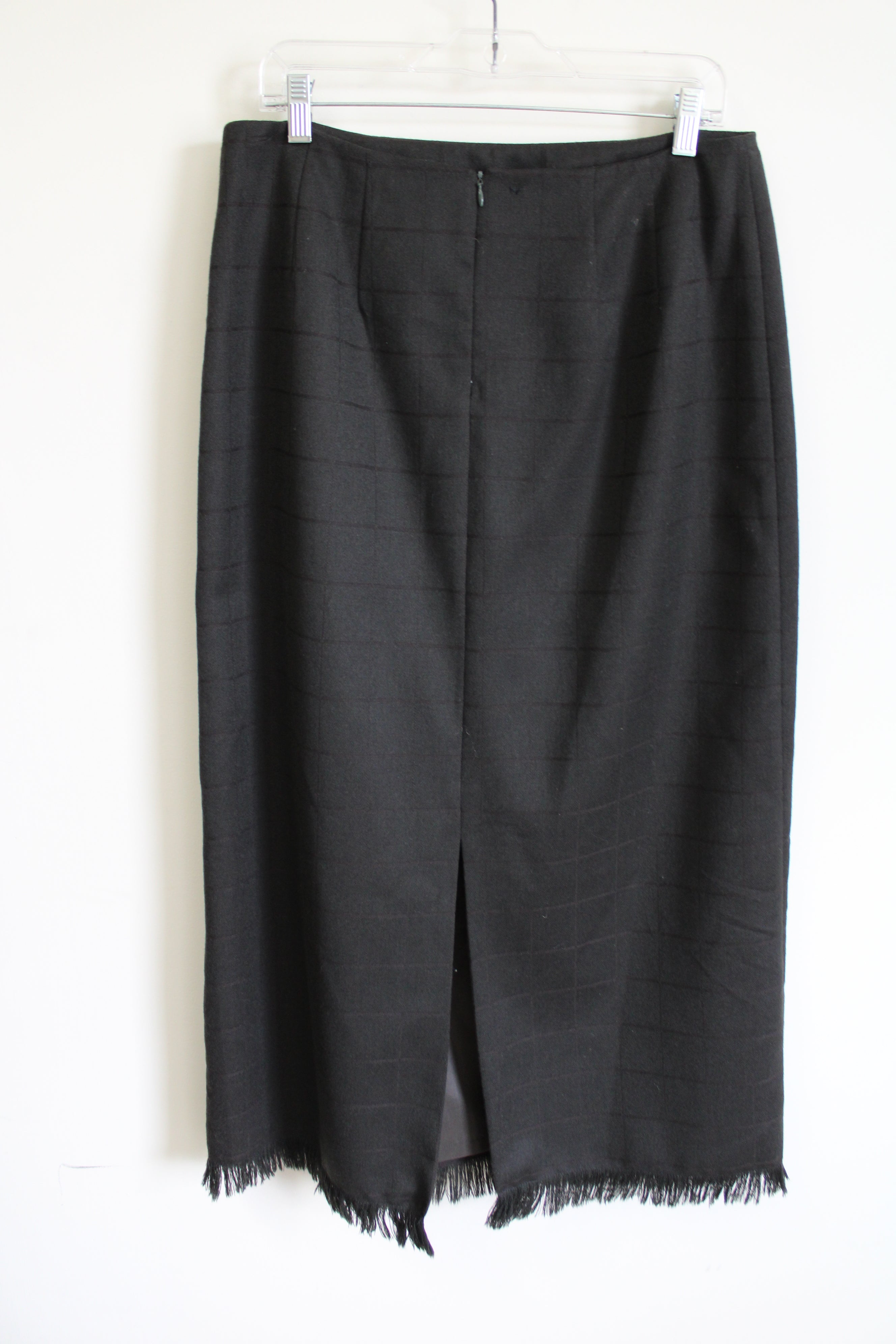 Harve Benard Dark Gray Plaid Wool Skirt | 14