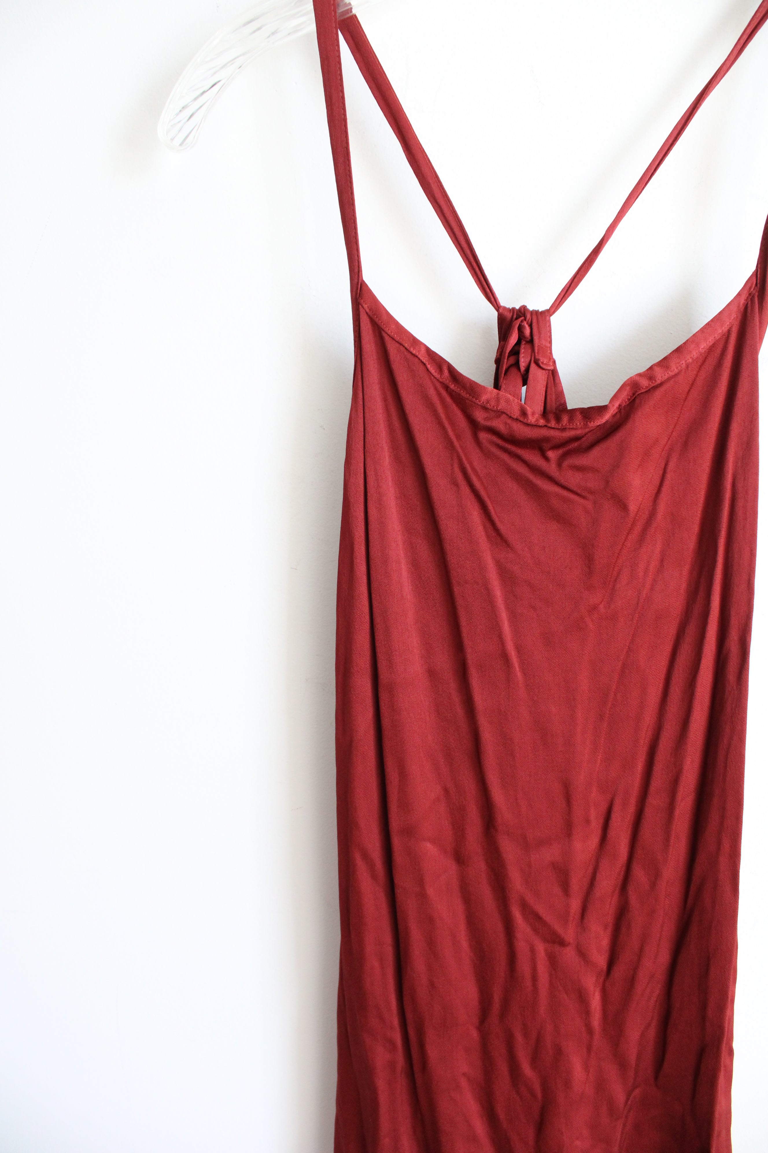 NEW Lacausa Anthropologie Crimson Cranberry Satin Maxi Dress | L