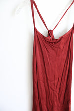 NEW Lacausa Anthropologie Crimson Cranberry Satin Maxi Dress | L