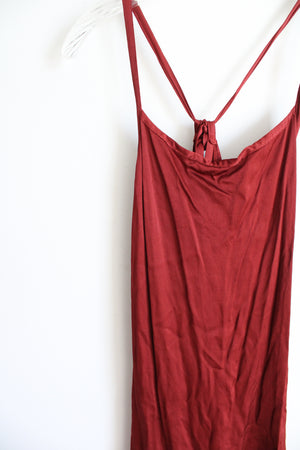 NEW Lacausa Anthropologie Crimson Cranberry Satin Maxi Dress | L