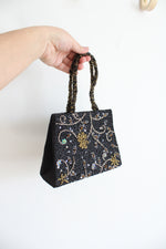 Vintage Moyna Black Beaded Small Handbag