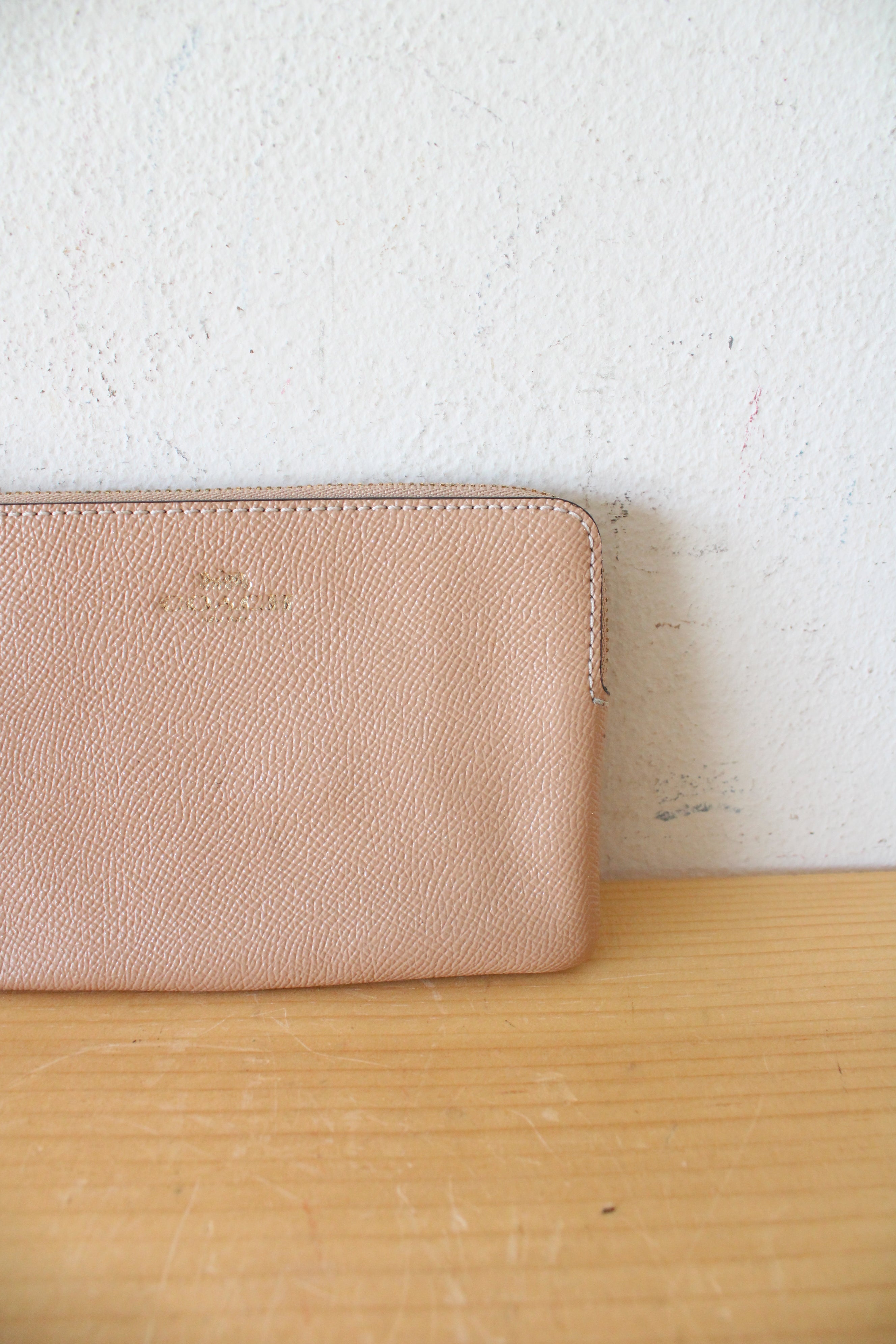 Coach Light Pink Shimmer Corner Zip Wristlet