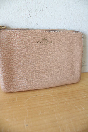 Coach Light Pink Shimmer Corner Zip Wristlet