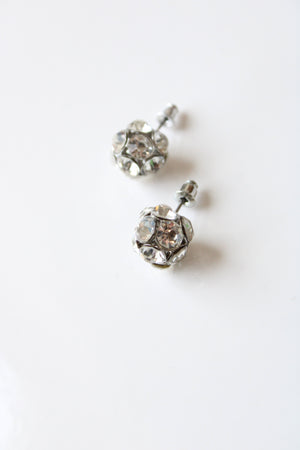 Clear Rhinestone Ball Stud Earrings