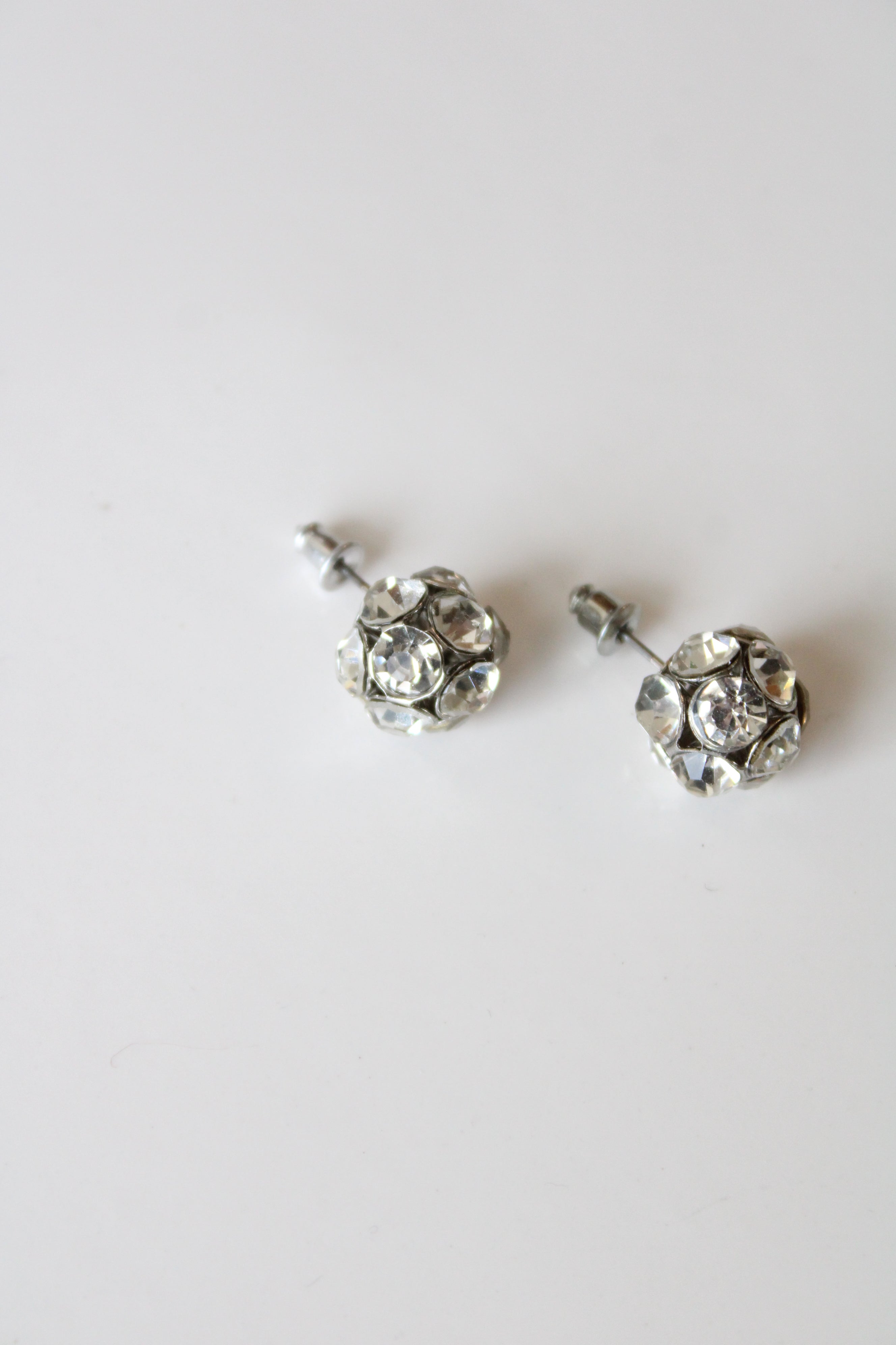 Clear Rhinestone Ball Stud Earrings