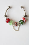 Red & Green Glass Beaded Cuff Bracelet