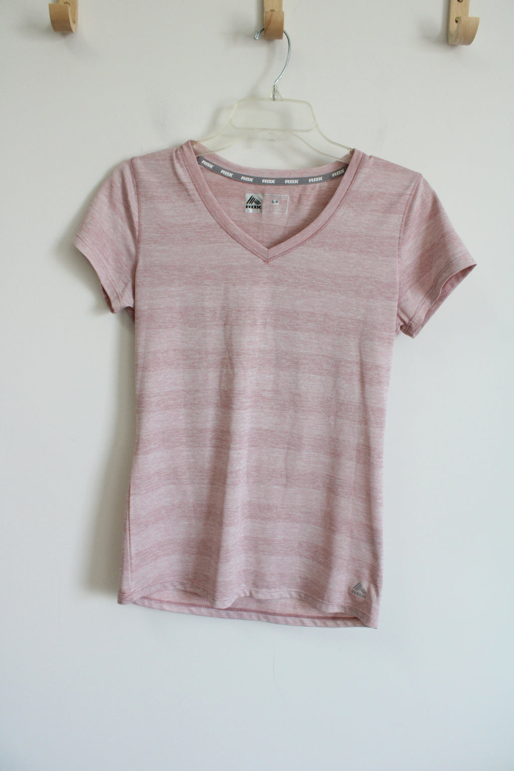 RBX Light Pink Striped V-Neck Athletic Shirt | S Petite