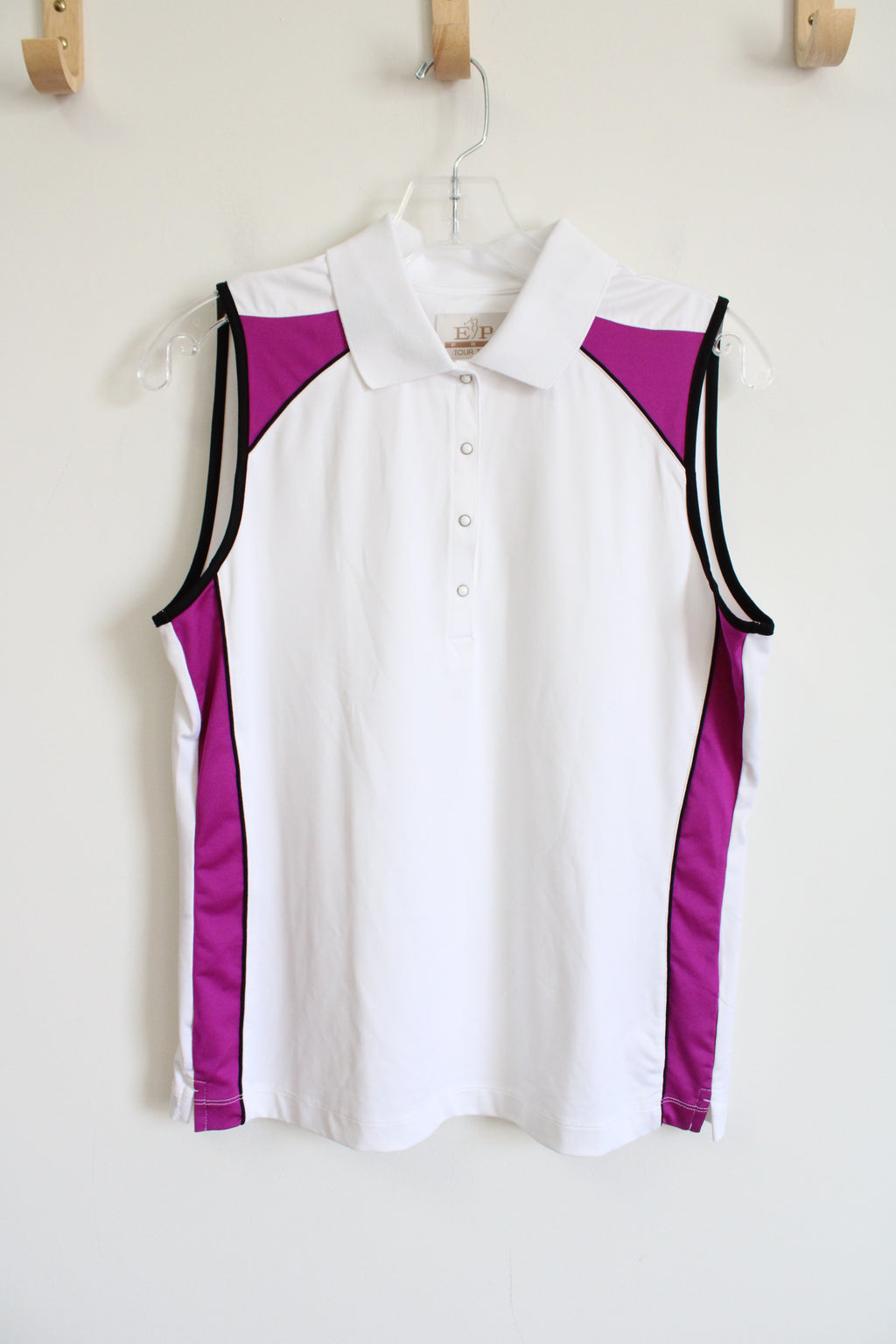 EP Pro Tour Tech White & Pink Athletic Polo Tank | M