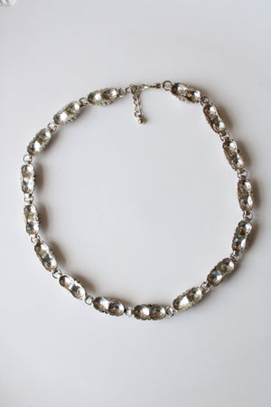 Silver Iridescent Clear Stone Necklace