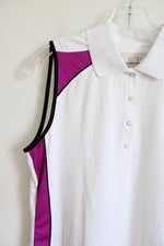 EP Pro Tour Tech White & Pink Athletic Polo Tank | M