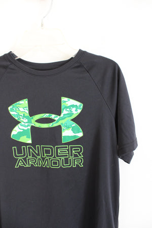 Under Armour Black & Green Athletic Shirt | Youth L (14/16)