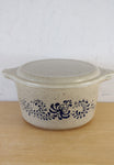 Pyrex Vintage Homestead Speckled Blue & Tan 1 Quart Casserole Dish