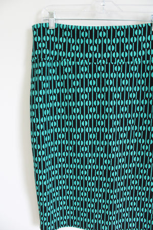 LuLaRoe Black Blue Patterned Fitted Skirt | XL