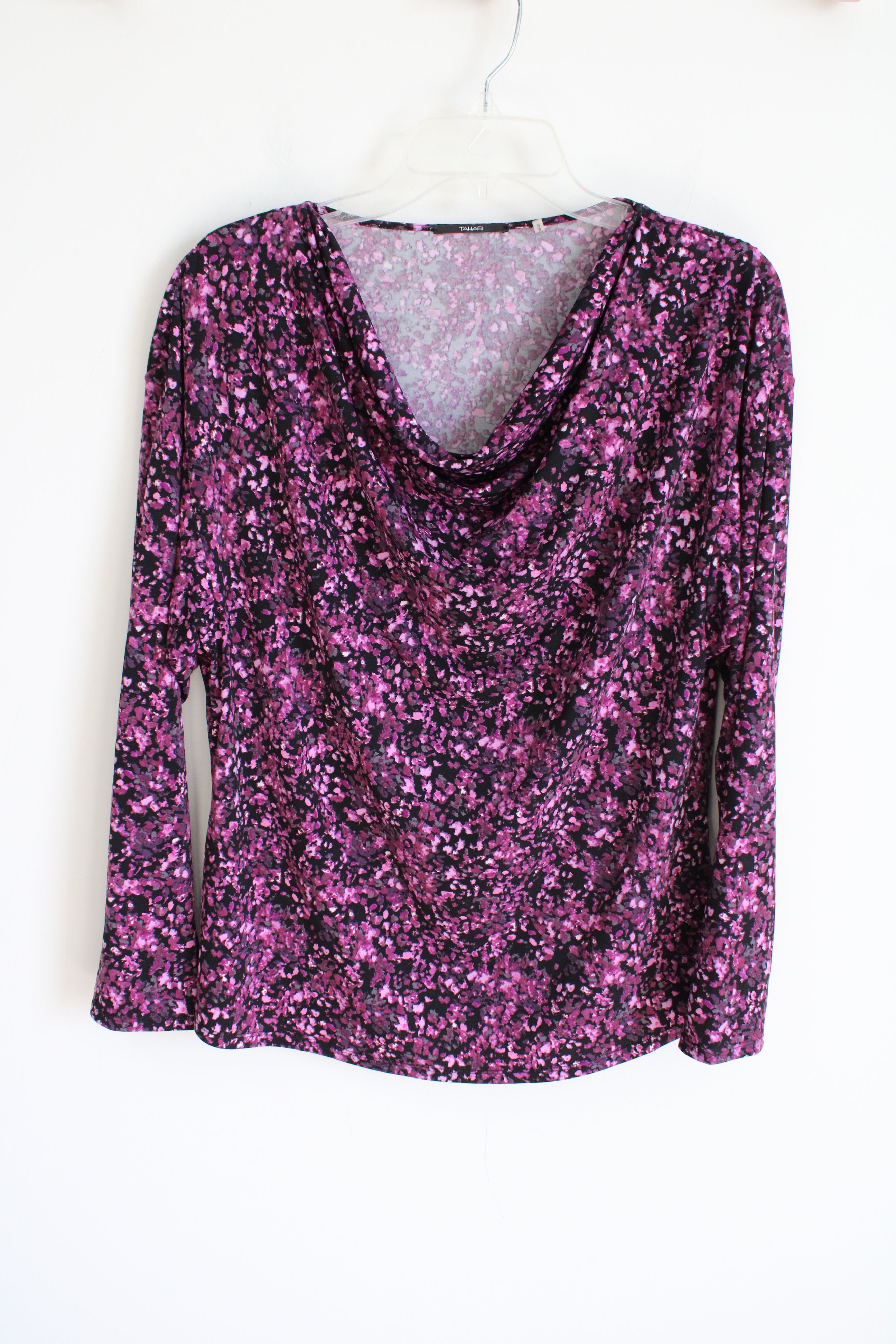 Tahari Purple Black Long Sleeved Shirt | M