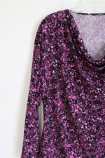 Tahari Purple Black Long Sleeved Shirt | M