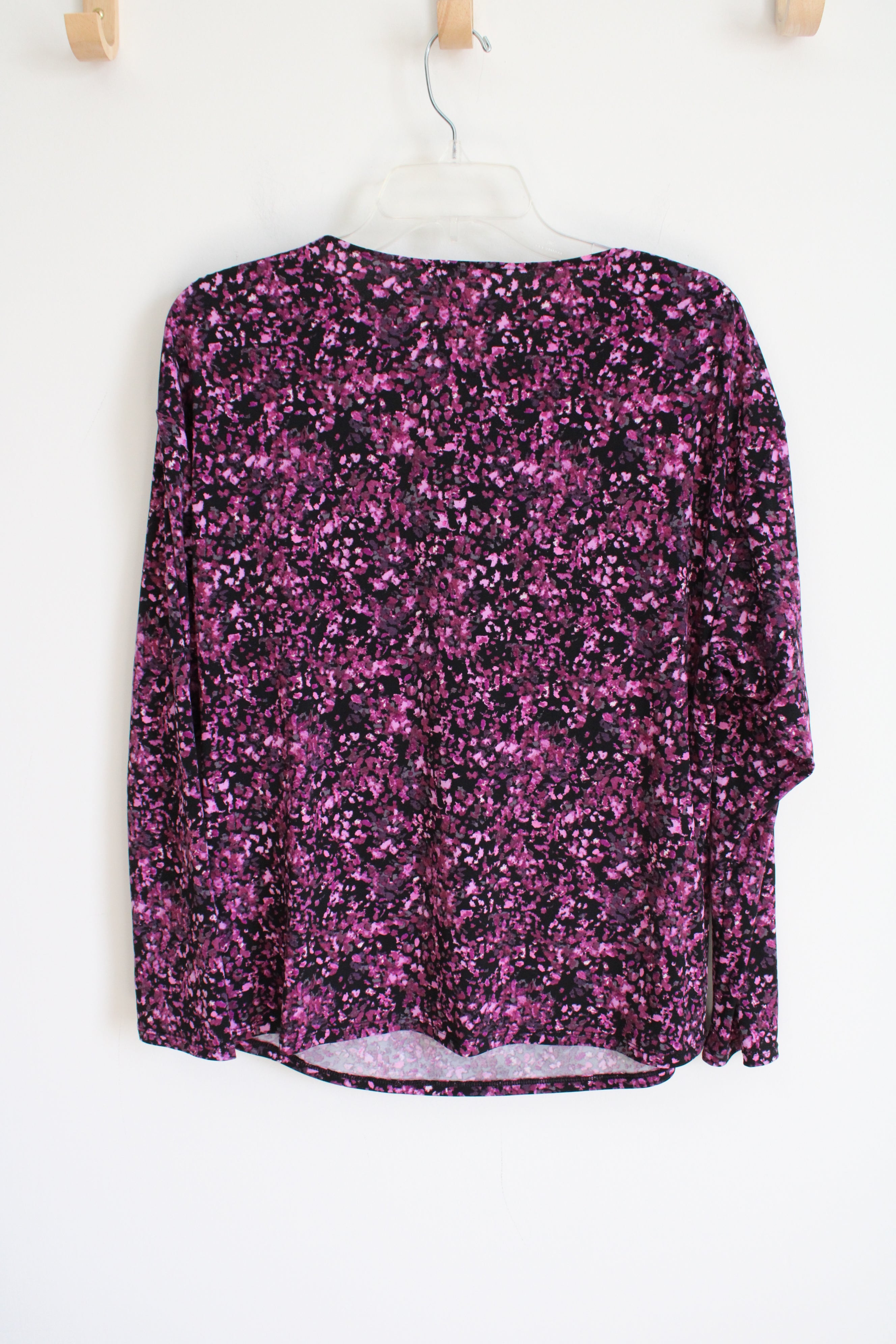 Tahari Purple Black Long Sleeved Shirt | M