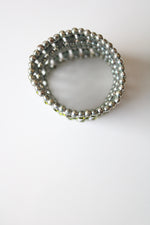 Multi-Layer Silver Green Rhinestone Stretch Bracelet