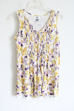 Old Navy White Purple Yellow Floral Tank | S