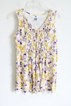 Old Navy White Purple Yellow Floral Tank | S