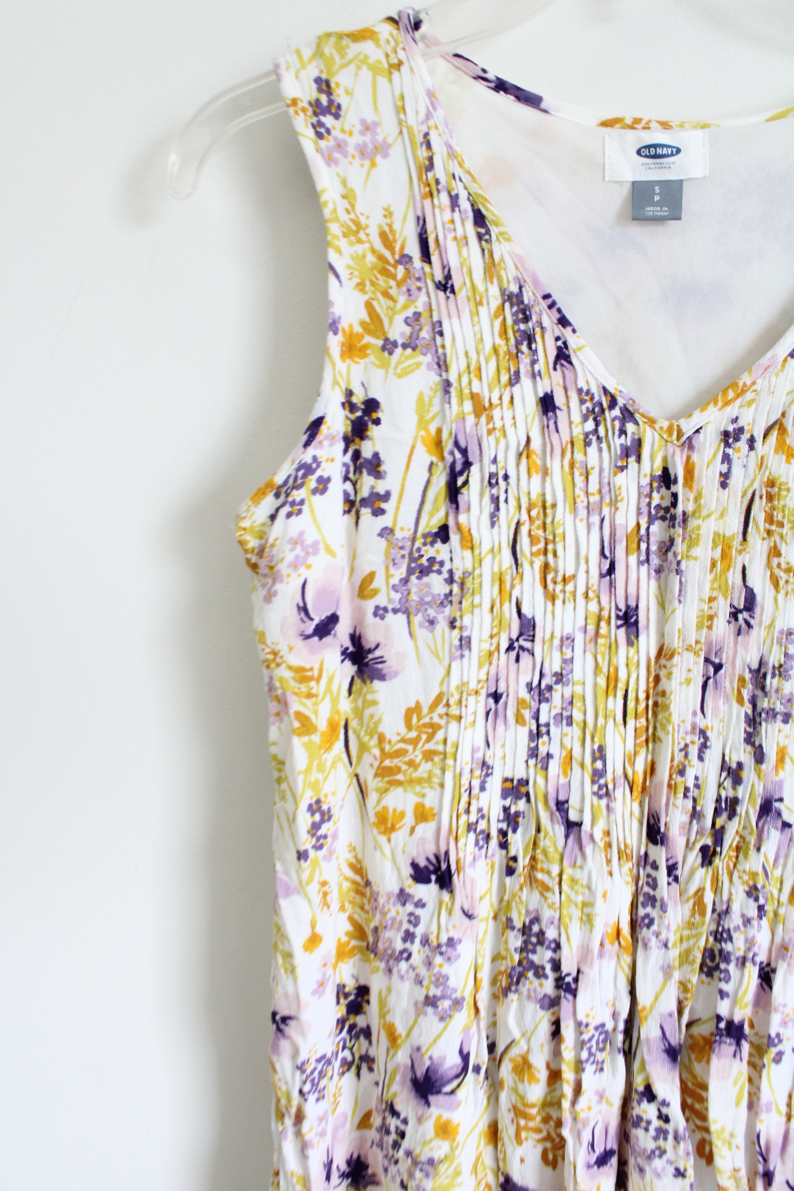 Old Navy White Purple Yellow Floral Tank | S