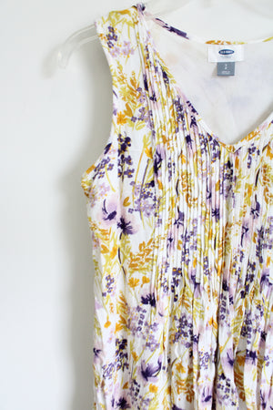 Old Navy White Purple Yellow Floral Tank | S