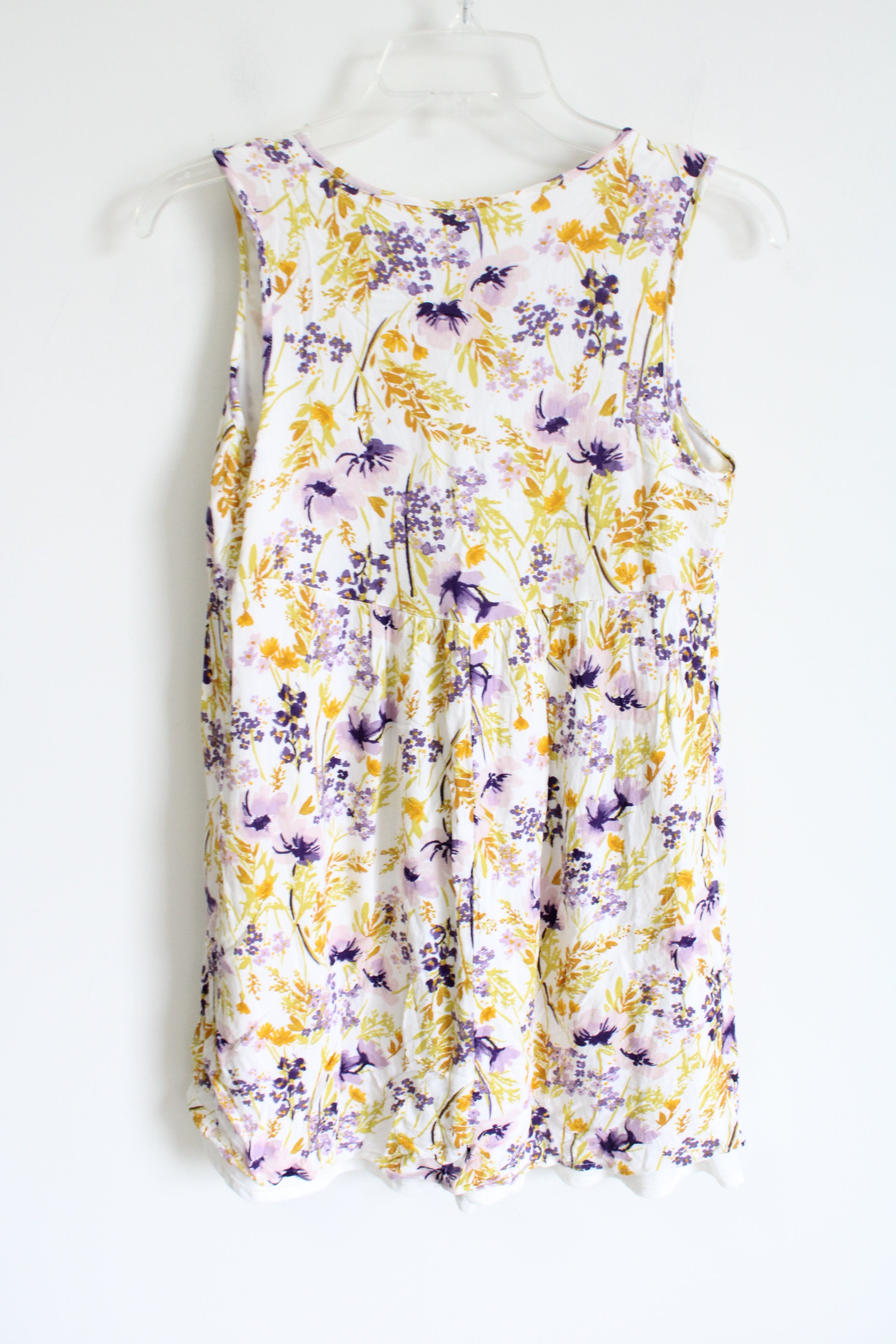 Old Navy White Purple Yellow Floral Tank | S