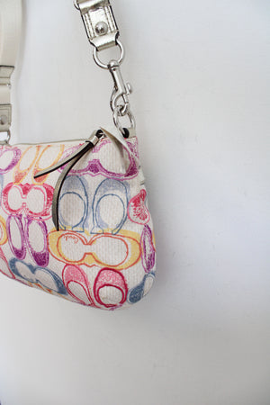NEW Coach Signature Poppy Scribble Print Crossbody Bag