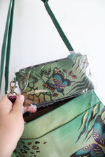 Anuschka Hand Painted Butterfly Green Leather Bag