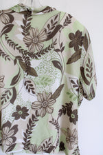 Alfred Dunner Brown & Green Floral Button Down Top | 20W