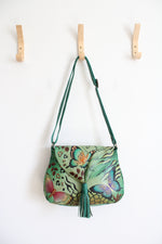 Anuschka Hand Painted Butterfly Green Leather Bag