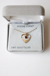 Genuine Garnet 14K Gold Filled Heart Necklace